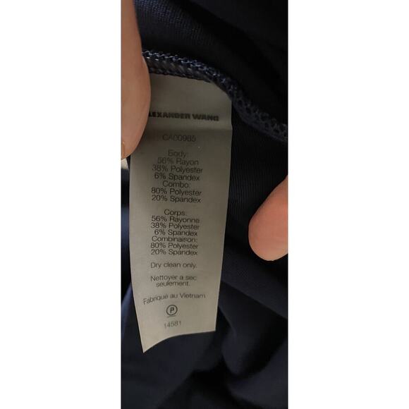 T Alexander Wang Size Medium Navy Blue Dress Mesh Sheer Bodycon Stretch - Picture 6 of 6